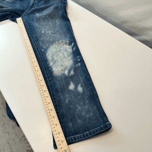 Ralph Lauren Women's 8 Bleach Splattered Ankle Straight  Jeans Blue Preppy Artsy - Picture 8 of 13